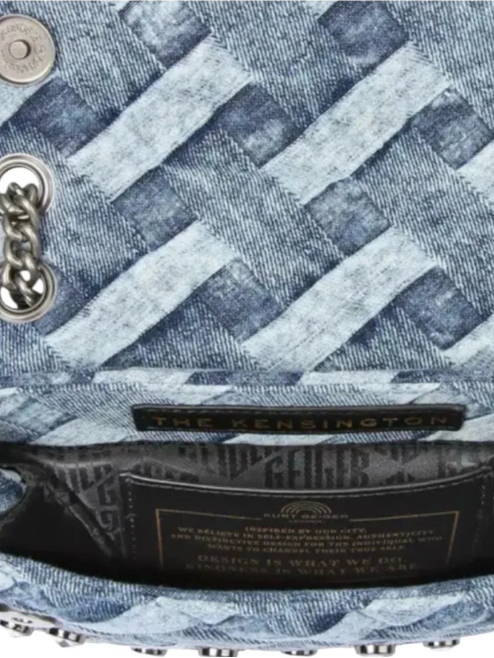 NWT Kurt Geiger Studded Quilted Denim Bag with Adjustable Chain Strap - 💙